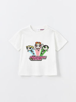 Bisiklet Yaka PowerPuff Girls Bask?l? K?z ?ocuk Pijama ?st