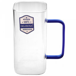 Кружка стеклянная 350мл Байкал тонкостенное, боросиликатное стекло, цветная ручка, 6х6см h12,5см, горло 5,9х5,9см, основание 5,5х5,5см, набор 4 штуки, в подарочной коробке, Делисога (Delisoga) (Китай) - Домашняя мода фото 2