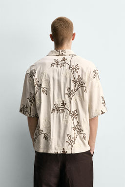 CAMISA RELAXED FIT  BORDADO FLORAL / Crudo - Zara фото 3
