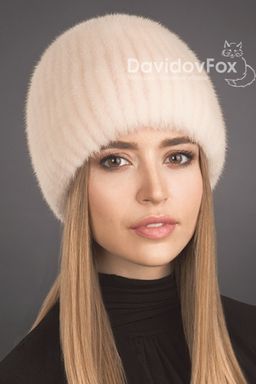 ВИДЕООБЗОР шапка Сноп норка розовый жемчуг