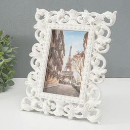 Фоторамка пластик 10х15 см "Узоры из листьев" белая 23,7х19,3 см