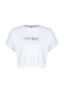 TRENDYOLMILLA K?rm?z? %100 Pamuk Premium Slogan Bask?l? Crop Orme T-Shirt TWOSS24TS00013  фото 8