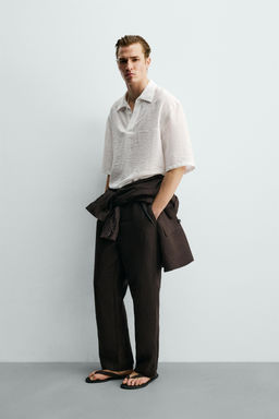 CAMISA POLO FLUIDO JACQUARD / Blanco - Zara фото 4