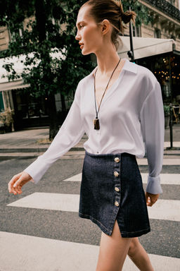 Z1975 DENIM SKORT WITH CROSSOVER BUTTONS - Zara фото 4