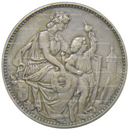 5 франков 1865 года Швейцария Стрелковый фестиваль в Шаффхаузене