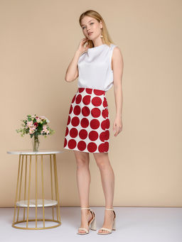 УЦЕНКА. Юбка белая с бордовым принтом длины мини - 1001dress фото 5