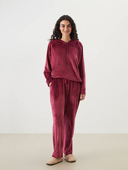 Beli Lastikli Kadife Kad?n Pijama Alt?