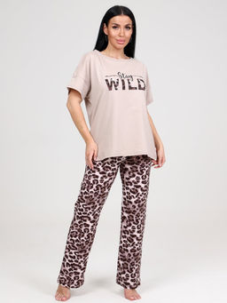 970 ДОМАШНИЙ КОСТЮМ ЖЕНСКИЙ (брюки) (Розовый/бежевый)