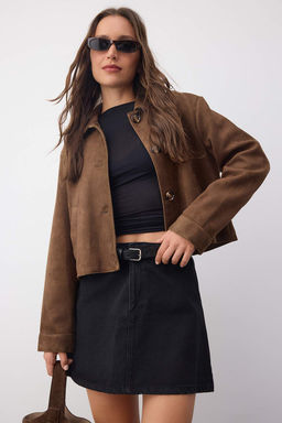 Trendyolmilla Wardrobe Essentials Siyah More Sustainable Kemer Detayl? Denim Etek TWOAW26ET00027 фото 6