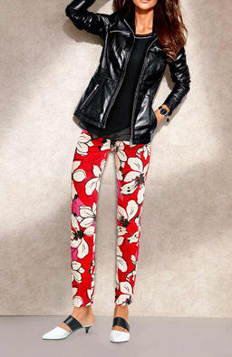 Брюки, красно-пестрые