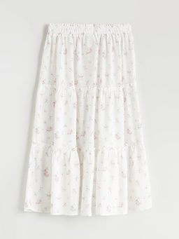 Beli Lastikli ?i?ekli K?z ?ocuk Etek