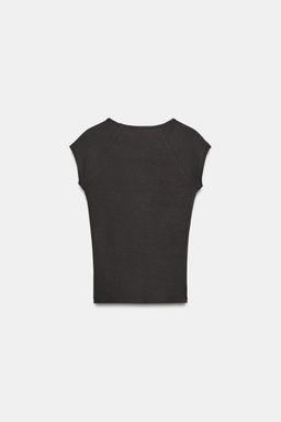 CAMISETA ESCOTE PICO / Carb?n - Zara фото 5