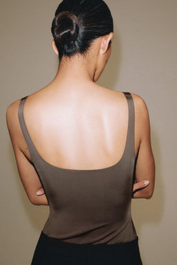 TOP TIRANTES POLIAMIDA / Chocolate - Zara фото 4