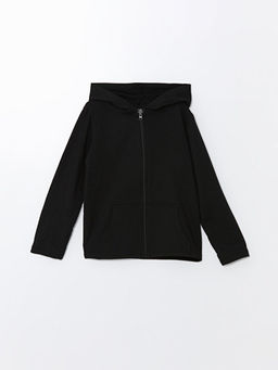 Kap??onlu K?z ?ocuk Fermuarl? Sweatshirt