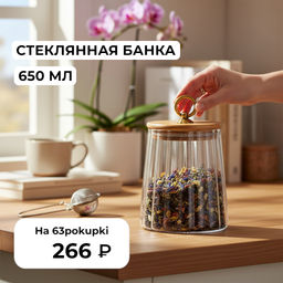 Банка стеклянная 650 мл 10*10*13 см с деревянной крышкой с силиконовым уплотнителем Банка стеклянная 650 мл 10*10*13 см с деревянной крышкой с силиконовым уплотнителем