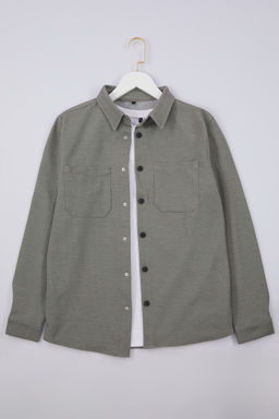 TRENDYOL MAN Bej Regular Fit Orme Rahat K?sl?k Dokulu. Ceket Gomlek TMNAW25GO00016 - Trendyolmilla фото 6