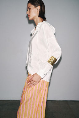 LINEN AND SILK BLEND SHIRT ZW COLLECTION - Zara фото 4