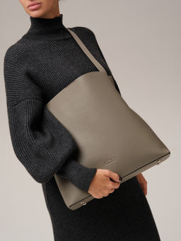 Кожаная сумка шоппер Olga DBR 30948 серо-коричневый фото 4