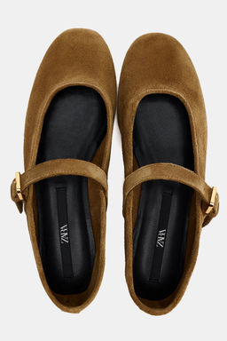 SPLIT SUEDE BALLERINAS - Zara фото 35