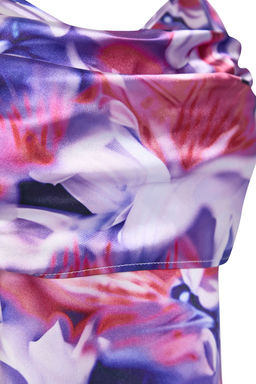 TRENDYOLMILLA Pembe-Cok Renkli Cicek Desenli Dokuma Saten S?k Abiye Elbise TPRSS23EL00305  фото 11