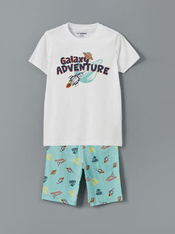 Bisiklet Yaka Erkek ?ocuk ?ortlu Pijama Tak?m?