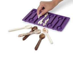 Форма для шоколада Доляна «Ложечки», силикон, 13,5×9,5×0,7 см, 6 ячеек (8,3×1,8 см), цвет коричневый