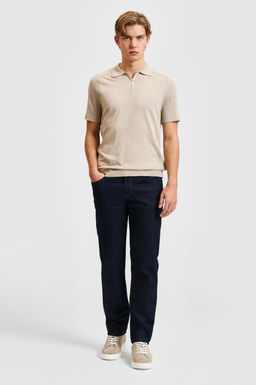 Erkek Slim Fit Polo Yaka Yar_m Fermuarl_ Ta_ Kazak