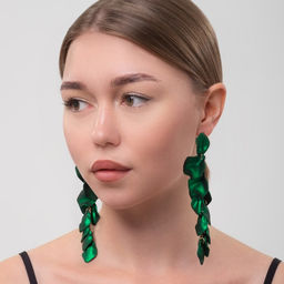 Серьги ассорти Ветер грация, цвет зелёный в золоте - Queen fair фото 4