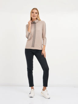 водолазка женская бежевая с добавлением люрекса и страз - Glenfield фото 3