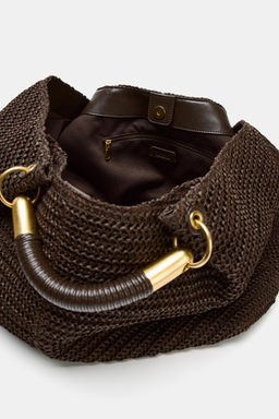 MAXI BOLSO DE MANO EFECTO TRENZADO / Marr?n - Zara фото 7