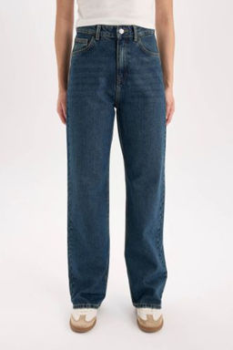 90s Wide Leg Yuksek Bel Genis Paca Uzun Jean Kar Y?kamal? Pantolon