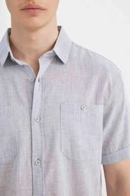 Рубашка Slim Fit из поплина с короткими рукавами - Defacto фото 6