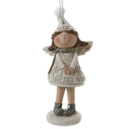 Фигурка декоративная подвесная "Девочка-ангел", L5 W3,5 H11 см, 3в.