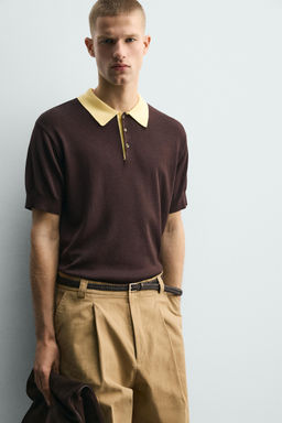 POLO PUNTO RELAXED FIT CONTRASTE / Marr?n - Zara фото 6