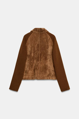 CONTRAST KNIT 100% LEATHER JACKET - Zara фото 5