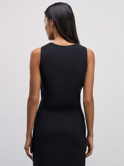 Костюмный однобортный жилет из вискозы / Zarina фото 5