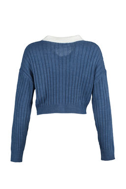 Indigo Super Crop Gomlek Garnili Triko H?rka TWOAW23HI00519
