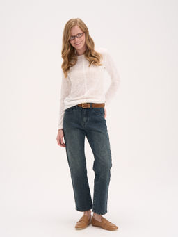 Джинсы Straight fit с вискозой "Сине-зеленый джинс" женские