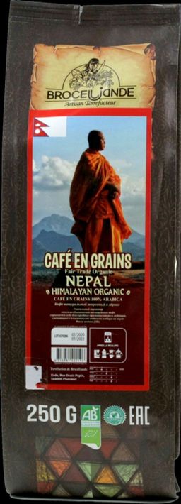 CAFE DE BROCELIANDE. Nepal (зерновой) 250 гр. мягкая упаковка ФРАНЦИЯ