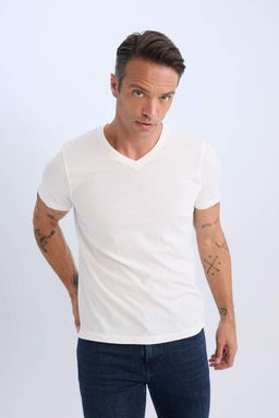 New Regular Fit V Yaka K?sa Kollu Tisort - Defacto фото 5