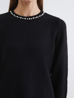 Bisiklet Yaka Ta?l? Kad?n Triko Kazak