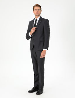 Antrasit Slim Fit _izgili Y_n Tak_m Elbise