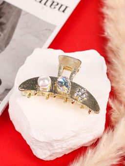 Цена за 6 шт. Крабик для волос «Либерти галант», дуга, 6 см, золото