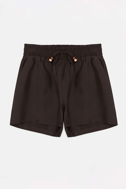Koyu Kahverengi %100 Modal Beli Lastikli Boncuk Detayl? Sort & Bermuda TWOSS26SR00055