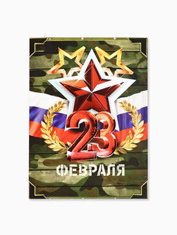 Цена за 2 шт. Подарочный набор, блок бумаги 30 л., ручка синяя паста 1.0 мм, наклейки 5 шт. «С 23 февраля»