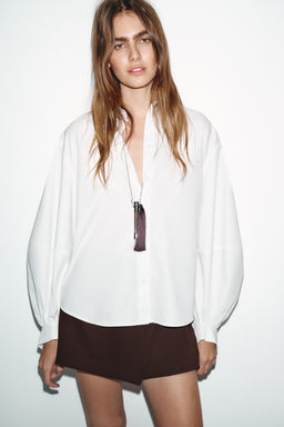 POPLIN PUFF SLEEVE SHIRT - Zara фото 19