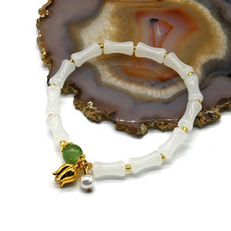 Браслет из полимера "Тюльпан" цв.белый, 17см