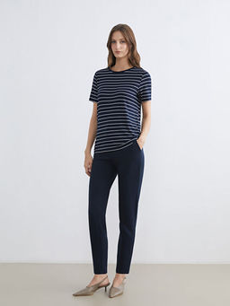 Bisiklet Yaka ?izgili Kad?n Ti??rt