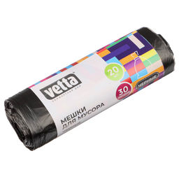 Мешки для мусора 30л, 45х55см, 8мкм, 20шт., черный Vetta