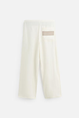 100% LINEN EMBROIDERED TROUSERS - Zara фото 16